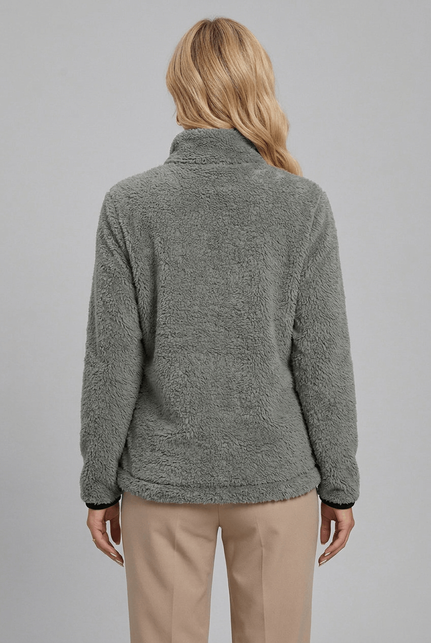 Fleecejacke Damen mit Stehkragen und durchgehendem Reißverschluss - 2 - Jasminaboutique.com