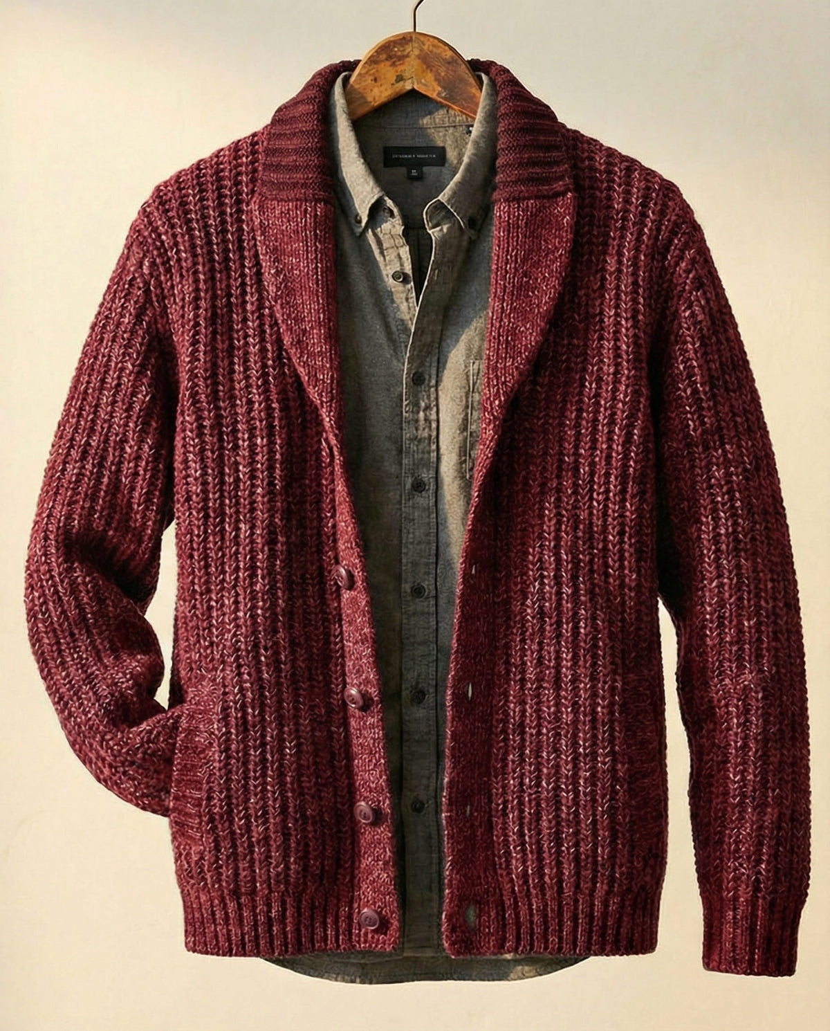 Cardigan Damen mit Schalkragen und Rippstruktur - 1 - Jasminaboutique.com