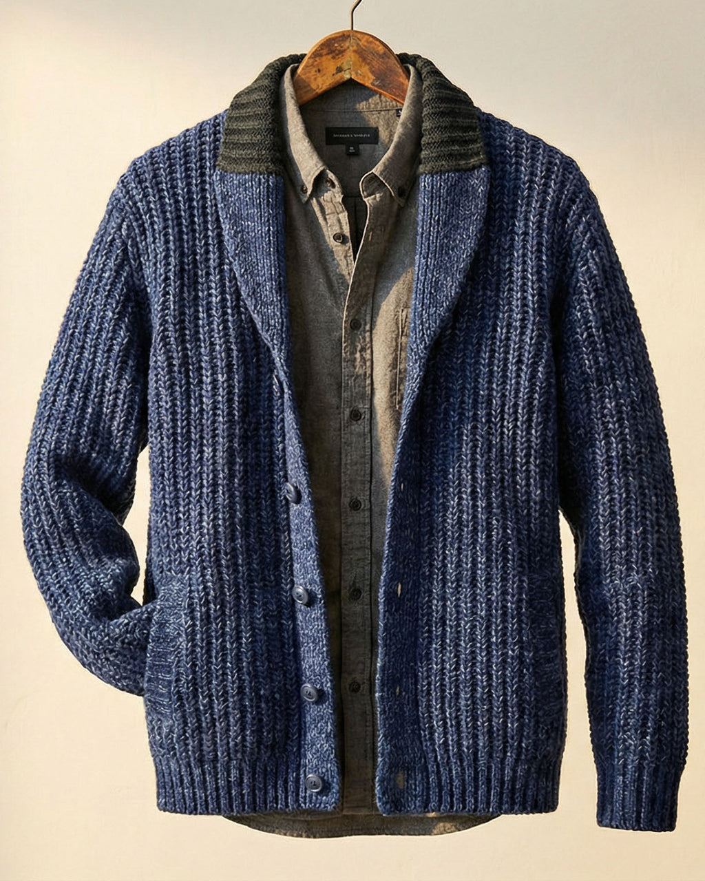 Cardigan Damen mit Schalkragen und Rippstruktur - 5 - Jasminaboutique.com