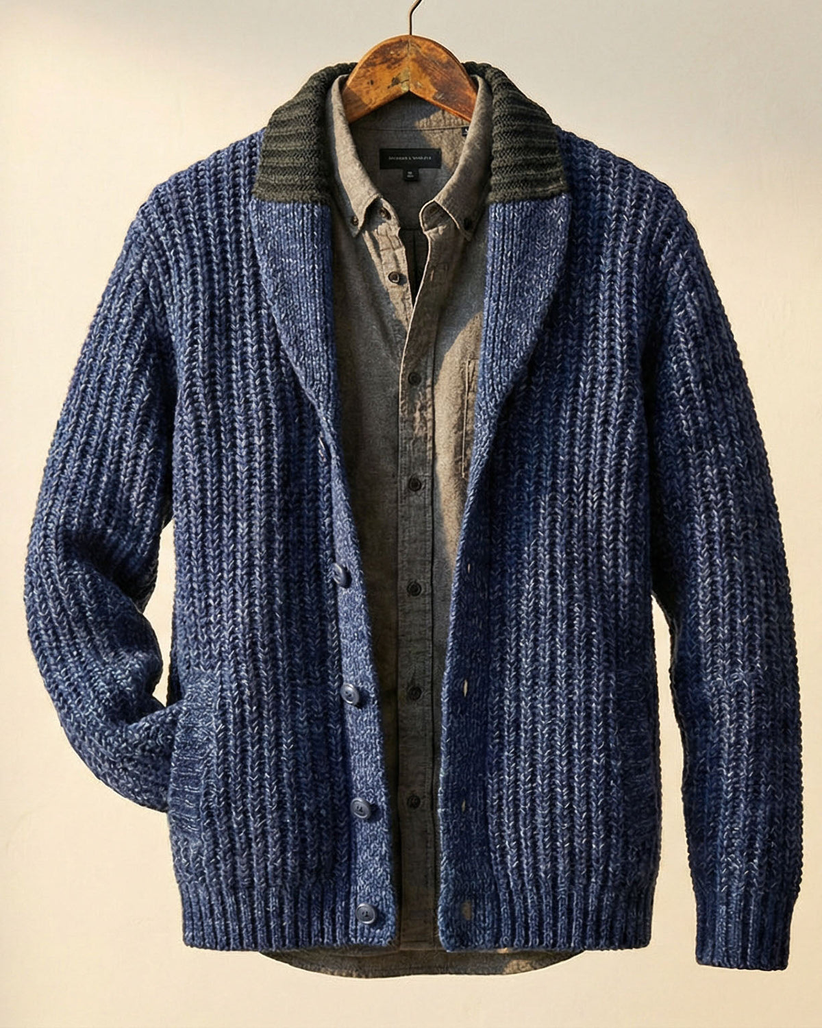 Cardigan Damen mit Schalkragen und Rippstruktur - 5 - Jasminaboutique.com