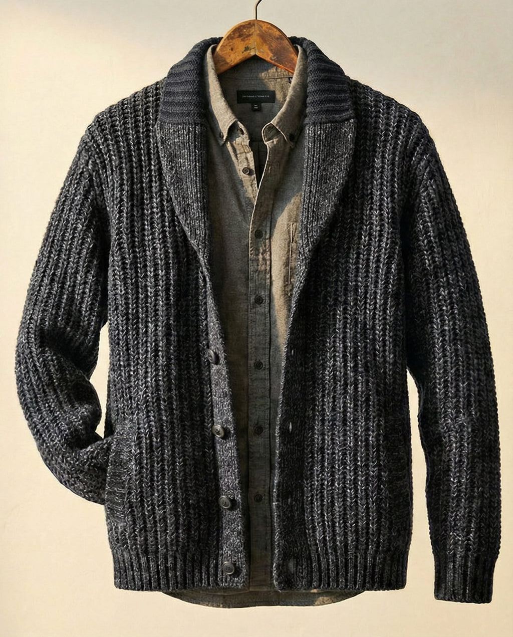 Cardigan Damen mit Schalkragen und Rippstruktur - 6 - Jasminaboutique.com