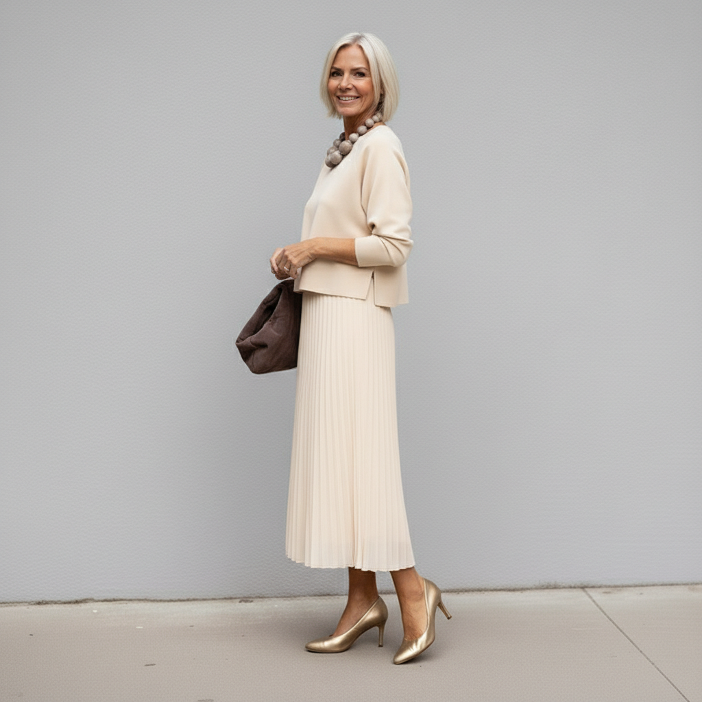 Maxikleid Damen mit Ärmellos und Plissierter Form - 8 - Jasminaboutique.com