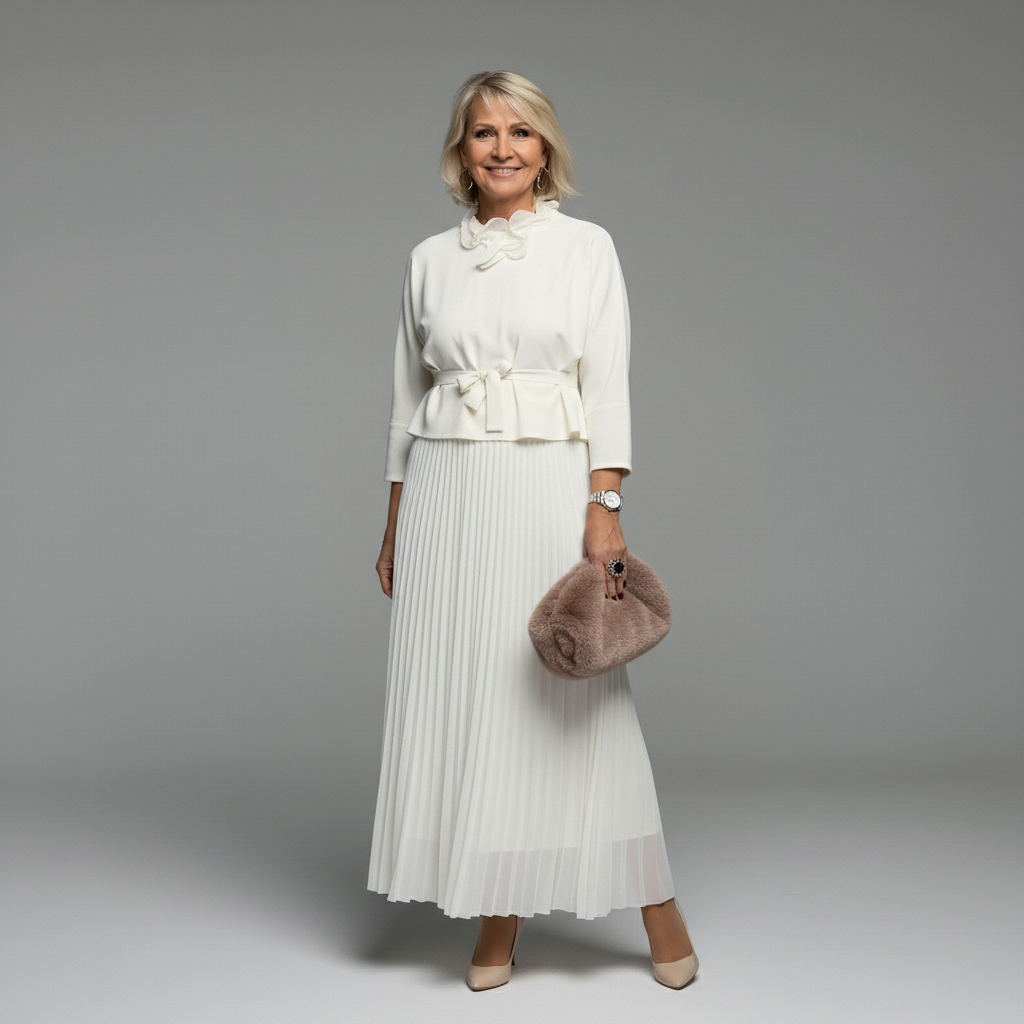Maxikleid Damen mit Ärmellos und Plissierter Form - 12 - Jasminaboutique.com