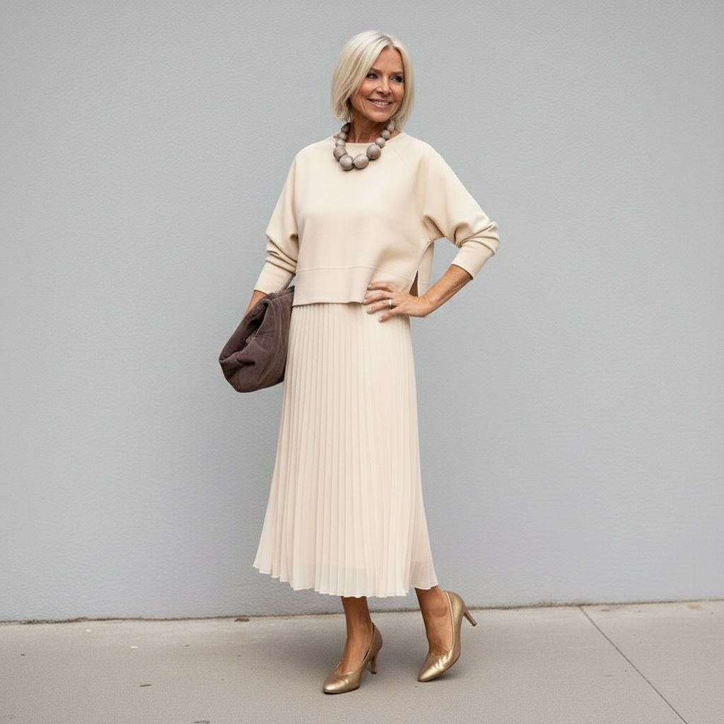 Maxikleid Damen mit Ärmellos und Plissierter Form - 15 - Jasminaboutique.com