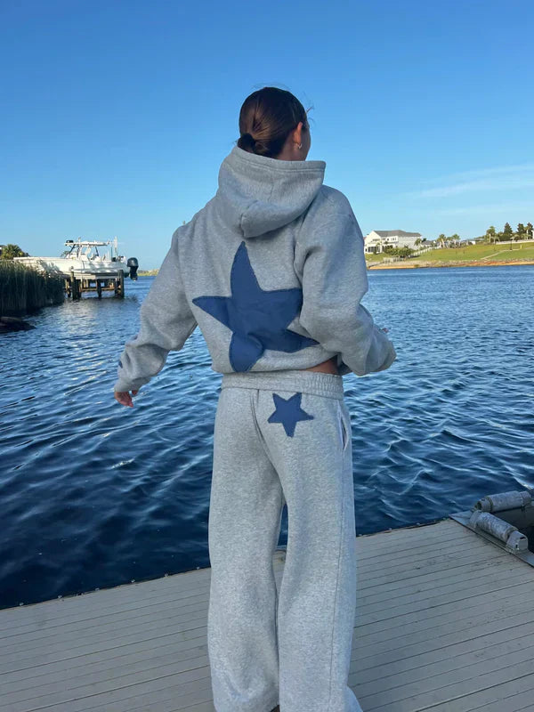 Sweat-Set Damen mit Sternen-Design und Oversized Schnitt - 1 - Jasminaboutique.com