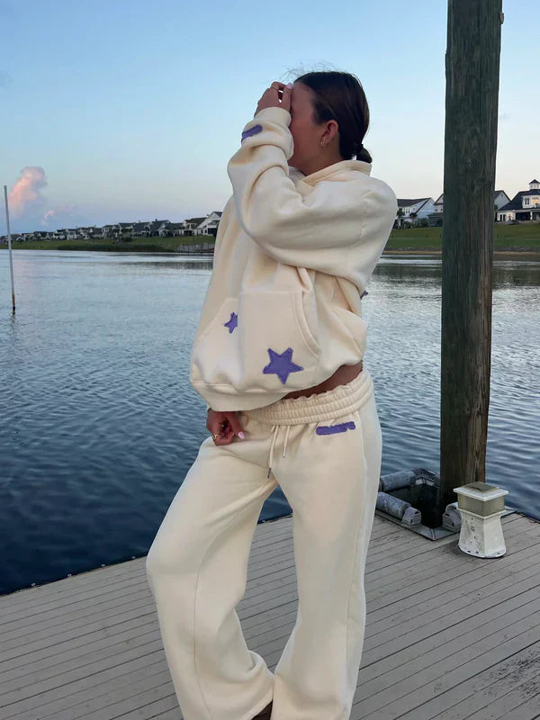 Sweat-Set Damen mit Sternen-Design und Oversized Schnitt - 10 - Jasminaboutique.com