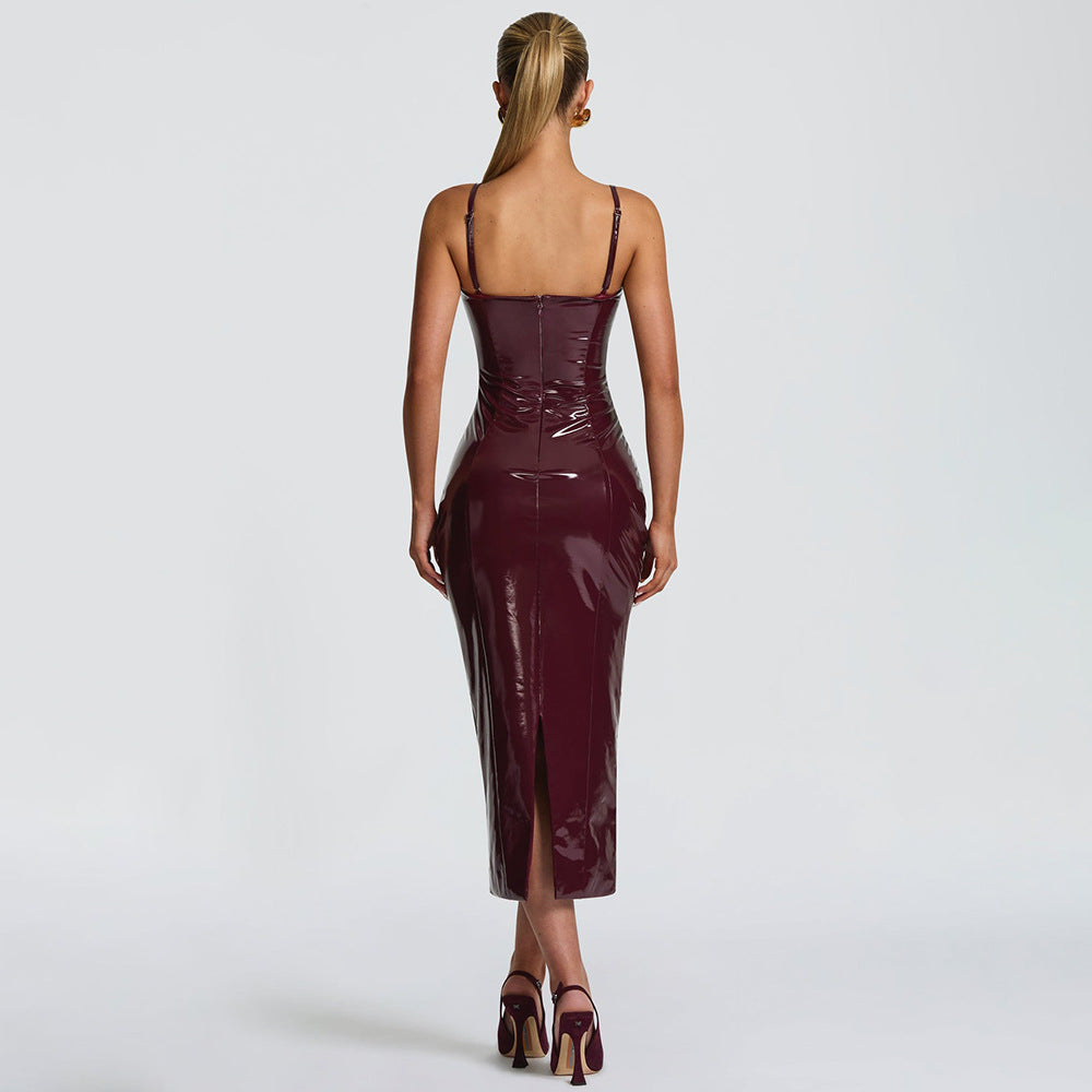 Midi Kleid Damen mit Herzausschnitt und taillierter Passform - 5 - Jasminaboutique.com