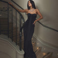 Maxikleid Damen mit Herz-Ausschnitt und Raffung - 1 - Jasminaboutique.com