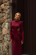 Maxikleid Damen mit hohem Ausschnitt und Cut-Outs - 1 - Jasminaboutique.com