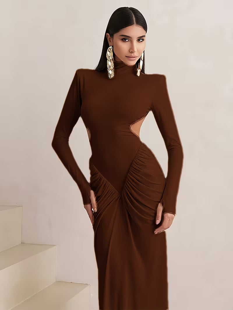 Maxikleid Damen mit hohem Ausschnitt und Cut-Outs - 8 - Jasminaboutique.com