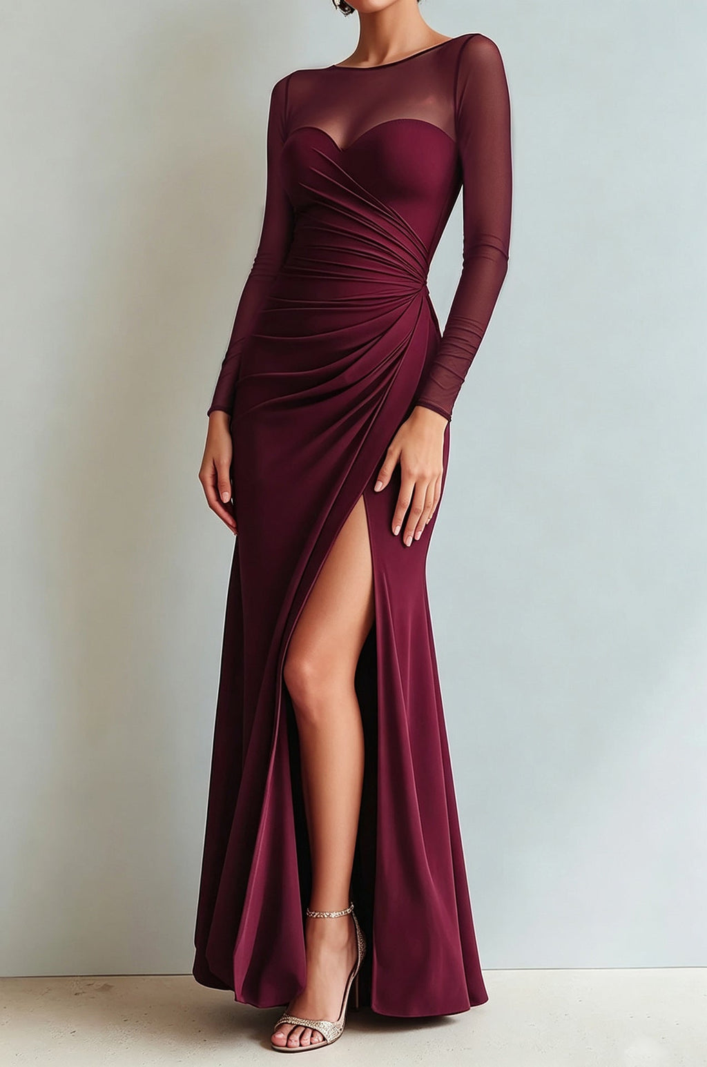 Maxikleid Damen mit Wickeloptik und V-Ausschnitt - 4 - Jasminaboutique.com