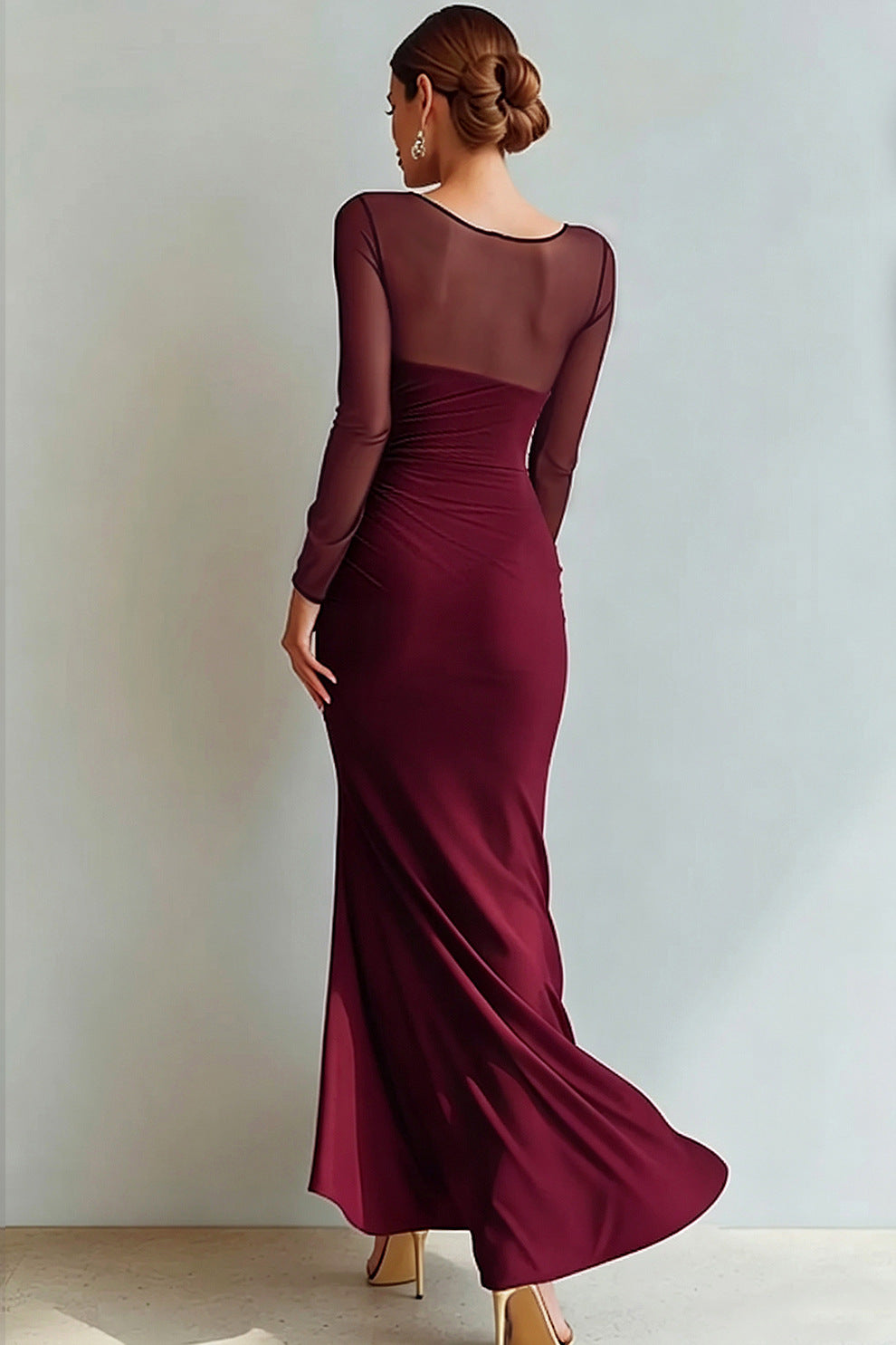 Maxikleid Damen mit Wickeloptik und V-Ausschnitt - 5 - Jasminaboutique.com