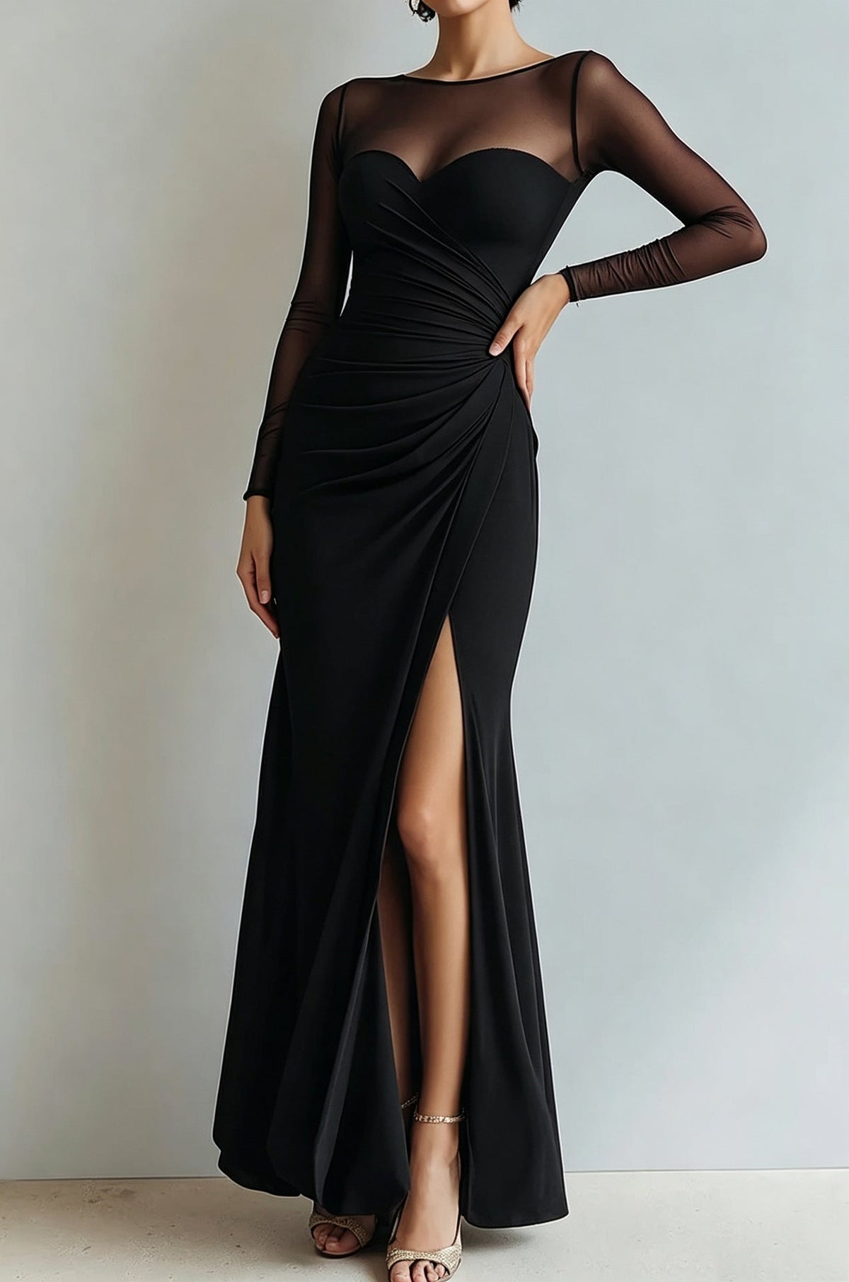 Maxikleid Damen mit Wickeloptik und V-Ausschnitt - 9 - Jasminaboutique.com