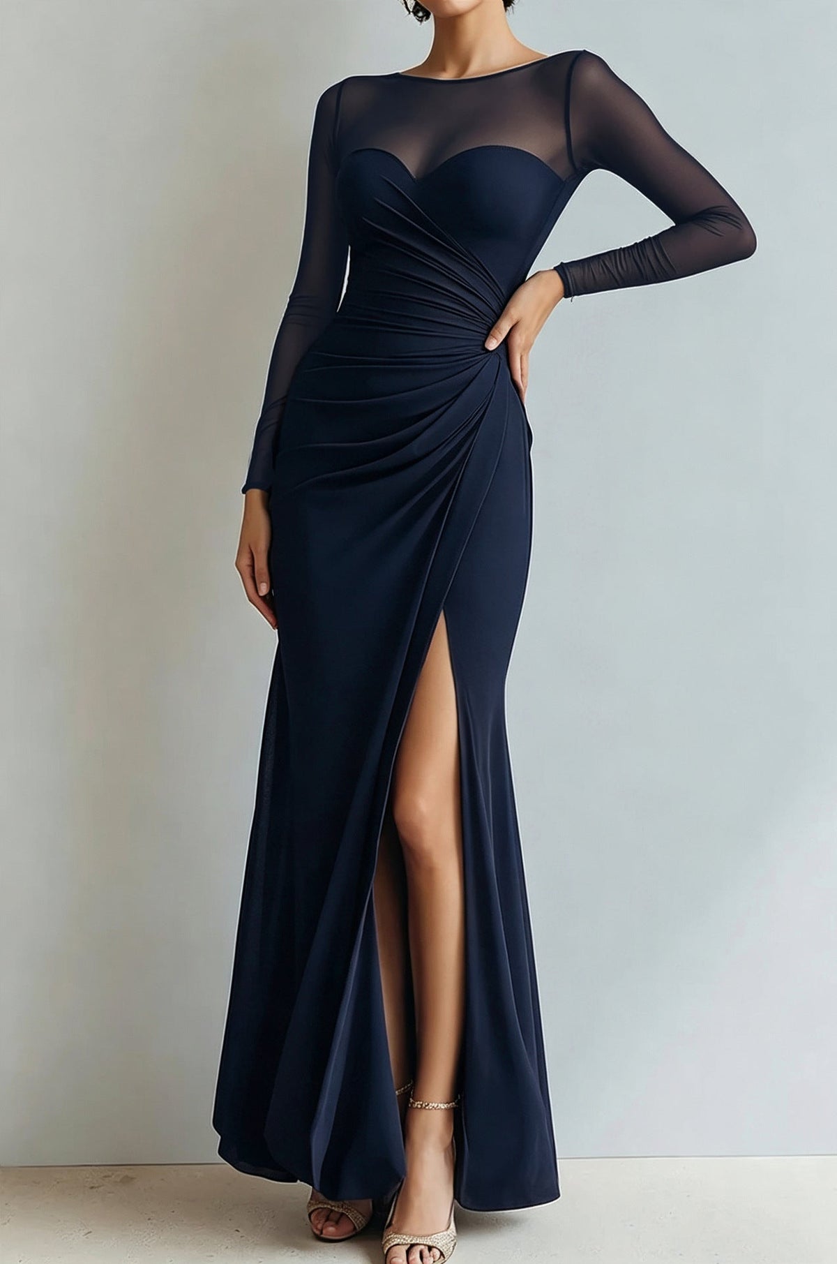 Maxikleid Damen mit Wickeloptik und V-Ausschnitt - 14 - Jasminaboutique.com