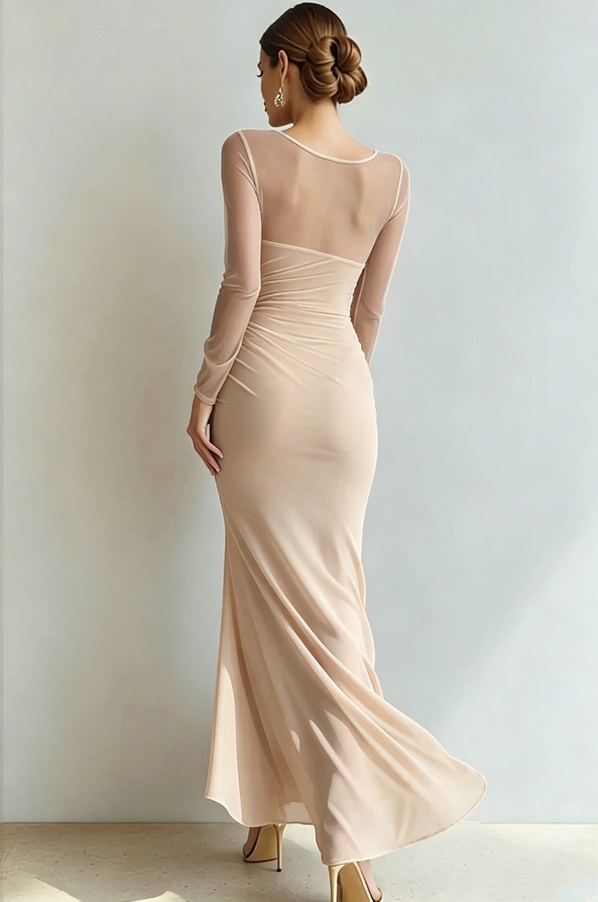 Maxikleid Damen mit Wickeloptik und V-Ausschnitt - 20 - Jasminaboutique.com