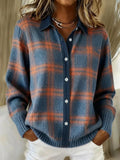Cardigan Damen mit Karomuster und Knopfleiste - 1 - Jasminaboutique.com