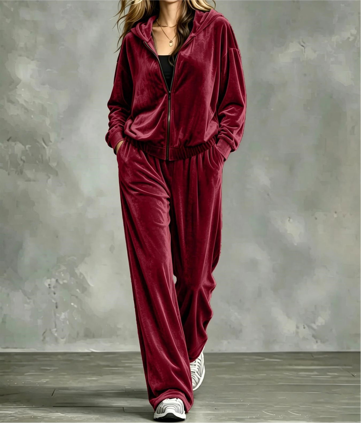 Hoodie-Set Damen mit weiten Hosen und lässigem Schnitt - 1 - Jasminaboutique.com