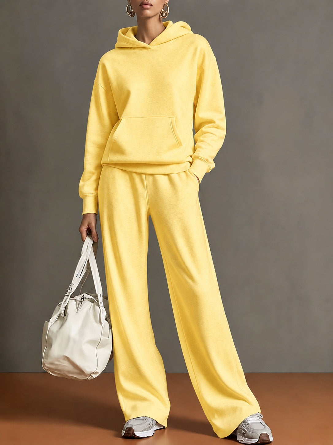 Lounge Set Damen mit Kapuze und weitem Bein - 4 - Jasminaboutique.com