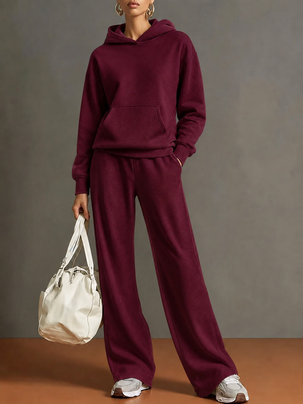 Lounge Set Damen mit Kapuze und weitem Bein - 13 - Jasminaboutique.com