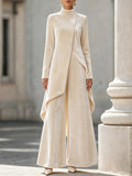 Zwei-teiliger Damen Outfit mit asymmetrischem Schnitt und Stehkragen - 4 - Jasminaboutique.com