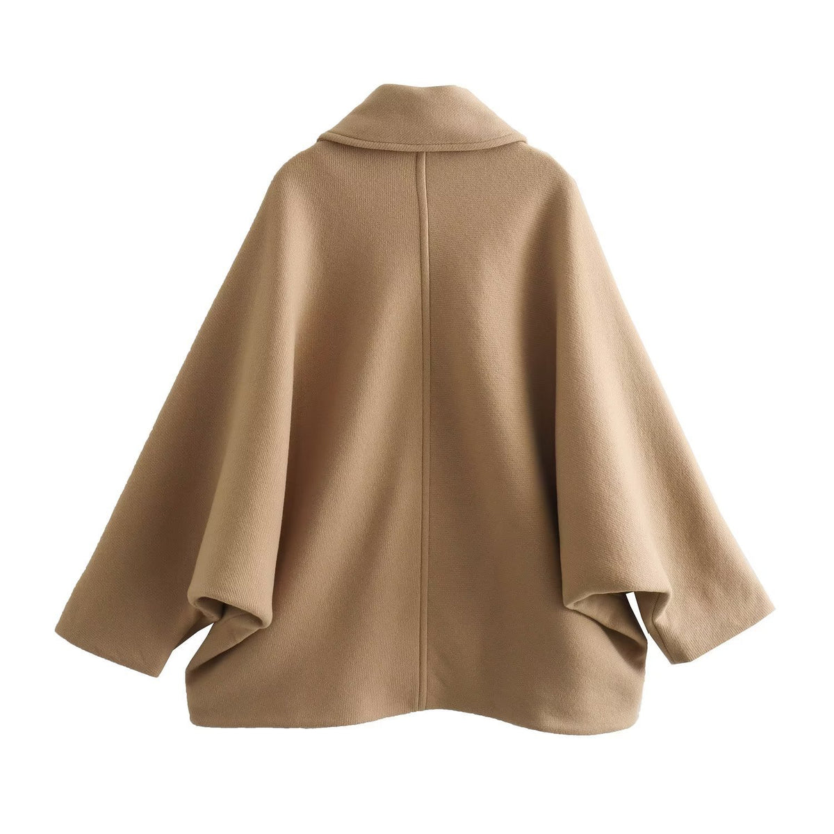 Wollmantel Damen mit Batwing-Ärmeln und Knöpfen - 2 - Jasminaboutique.com