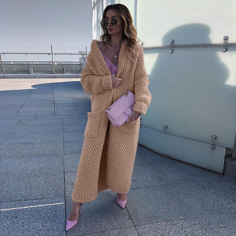 Cardigan Damen mit Taschen, lang, lässiger Schnitt - 2 - Jasminaboutique.com