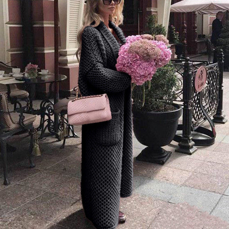 Cardigan Damen mit Taschen, lang, lässiger Schnitt - 5 - Jasminaboutique.com
