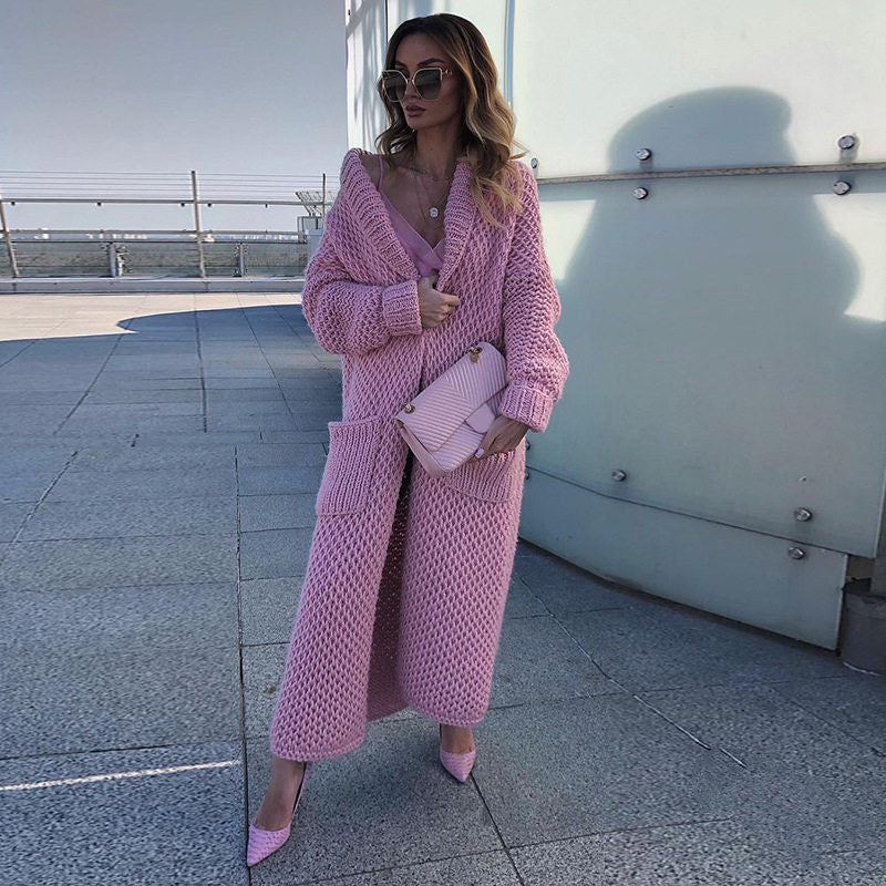 Cardigan Damen mit Taschen, lang, lässiger Schnitt - 9 - Jasminaboutique.com