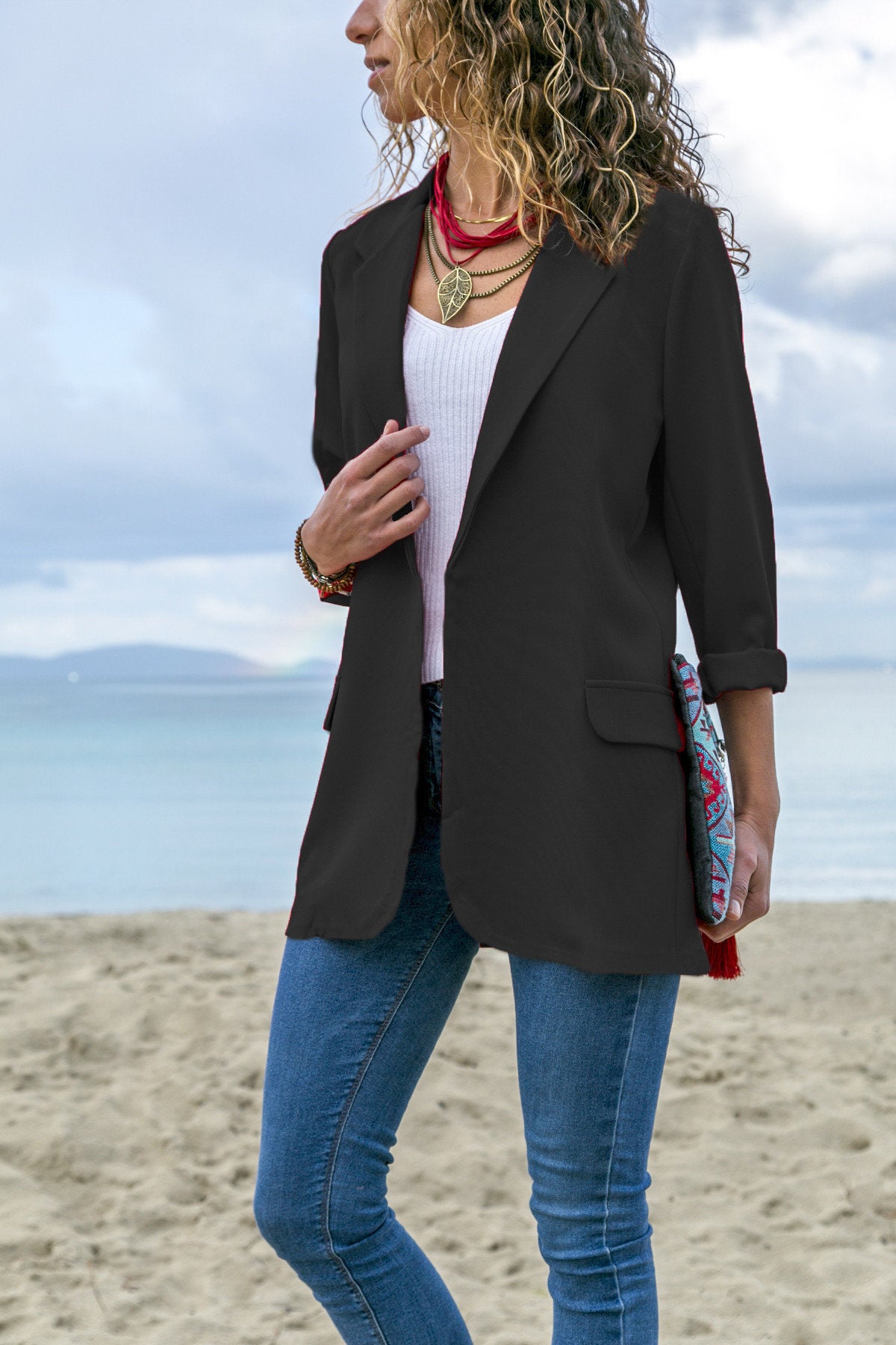 Blazer Damen mit Taschen und lässigem Schnitt - 5 - Jasminaboutique.com