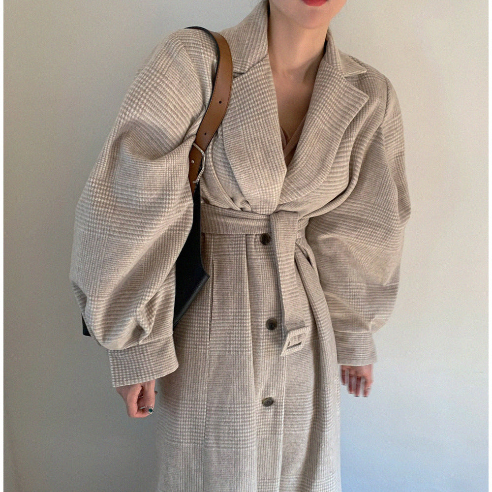 Wickelcoat Damen mit weitem Arm und Karomuster - 1 - Jasminaboutique.com