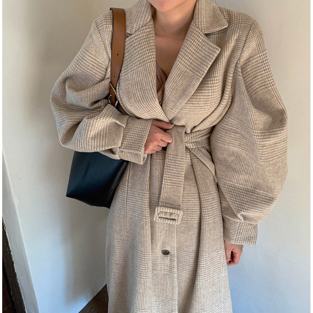 Wickelcoat Damen mit weitem Arm und Karomuster - 2 - Jasminaboutique.com