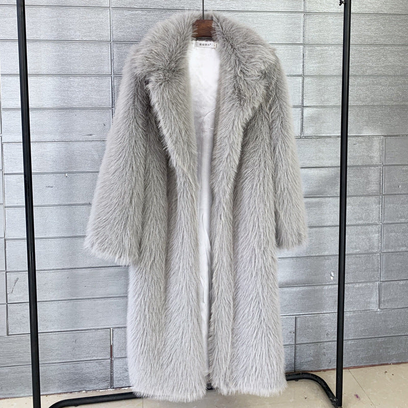 Faux Fur Mantel Damen mit Kragen und Lockere Passform - 2 - Jasminaboutique.com