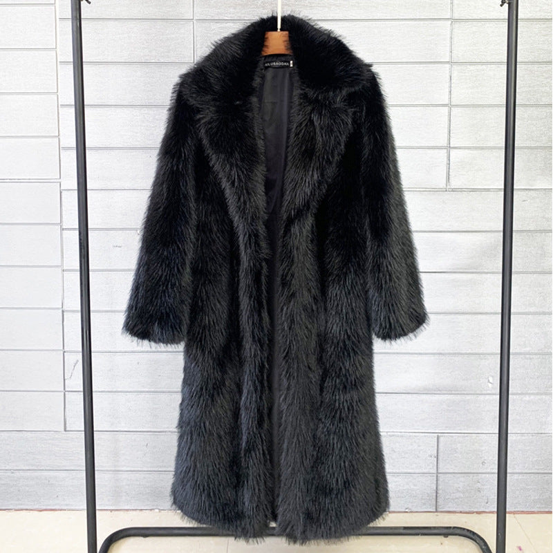 Faux Fur Mantel Damen mit Kragen und Lockere Passform - 3 - Jasminaboutique.com
