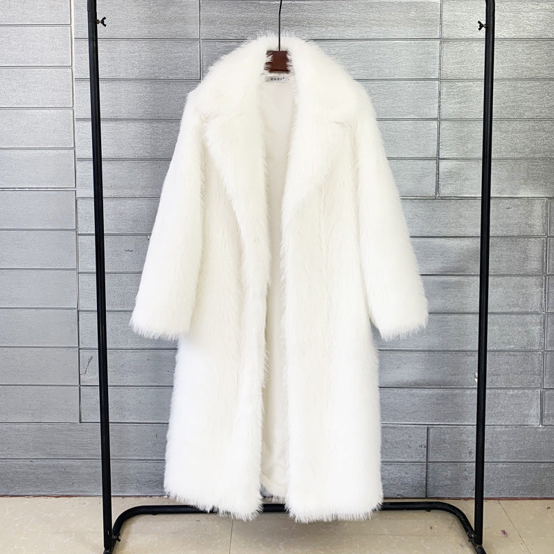 Faux Fur Mantel Damen mit Kragen und Lockere Passform - 8 - Jasminaboutique.com