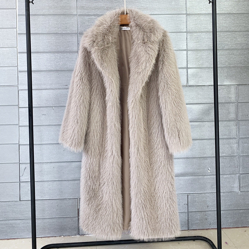 Faux Fur Mantel Damen mit Kragen und Lockere Passform - 12 - Jasminaboutique.com