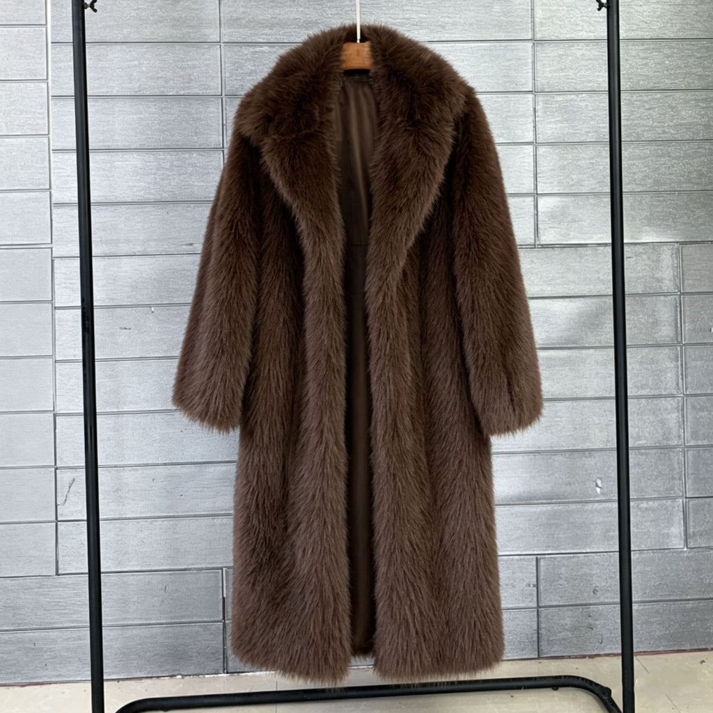 Faux Fur Mantel Damen mit Kragen und Lockere Passform - 13 - Jasminaboutique.com