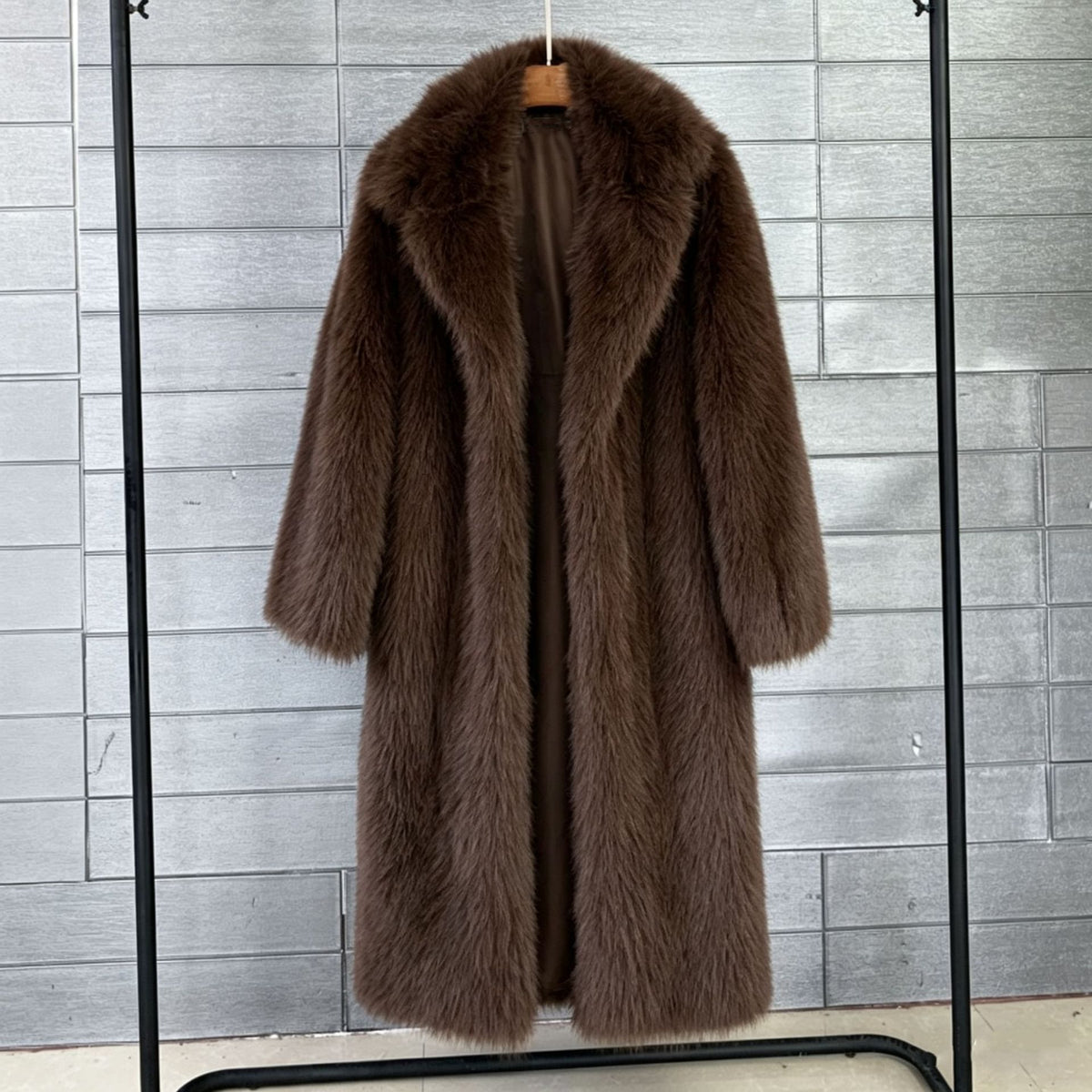 Faux Fur Mantel Damen mit Kragen und Lockere Passform - 13 - Jasminaboutique.com