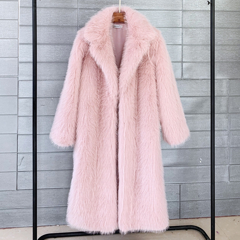 Faux Fur Mantel Damen mit Kragen und Lockere Passform - 16 - Jasminaboutique.com