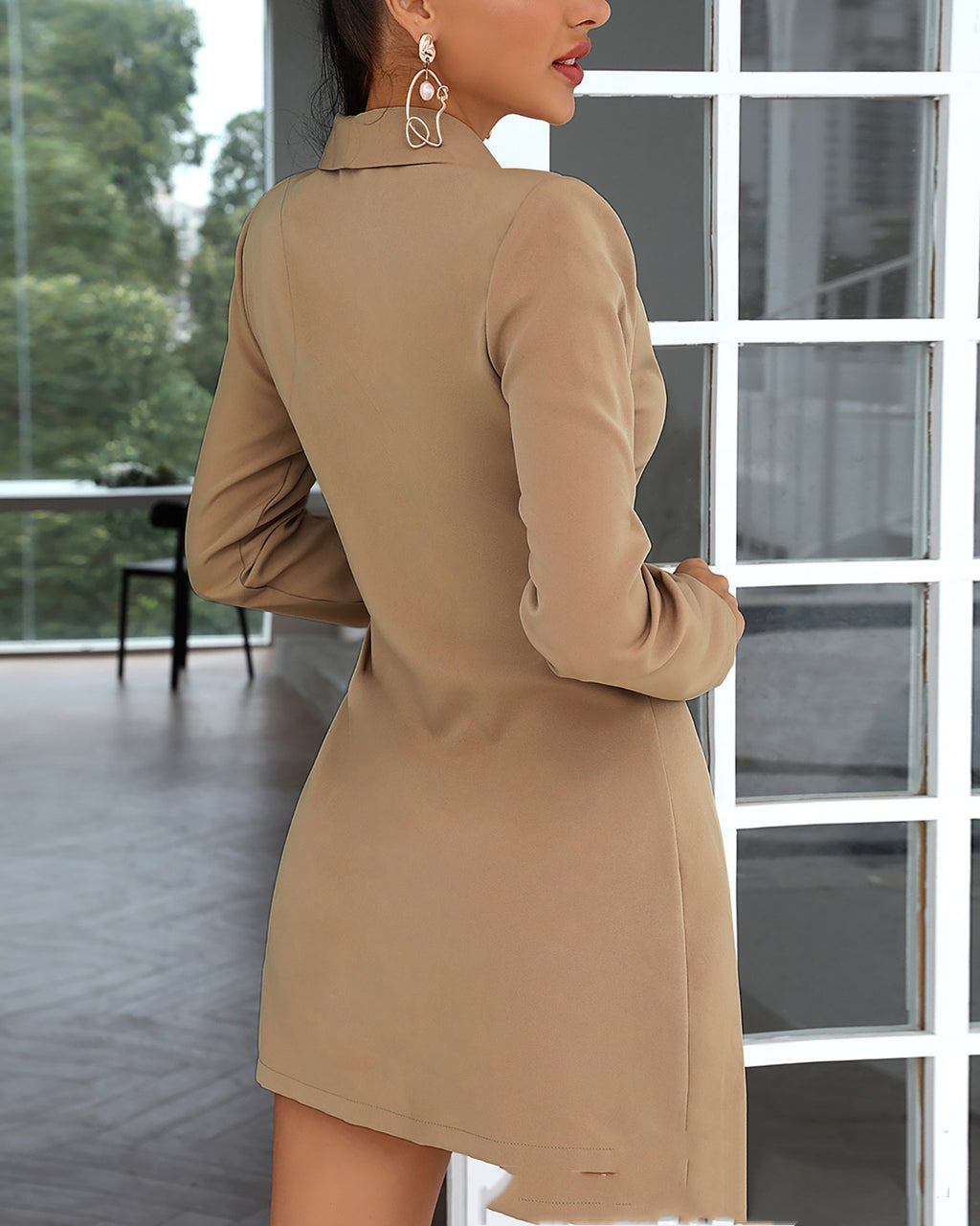 Wickelkleid Damen mit Plisseefalten und Gürtel - 7 - Jasminaboutique.com