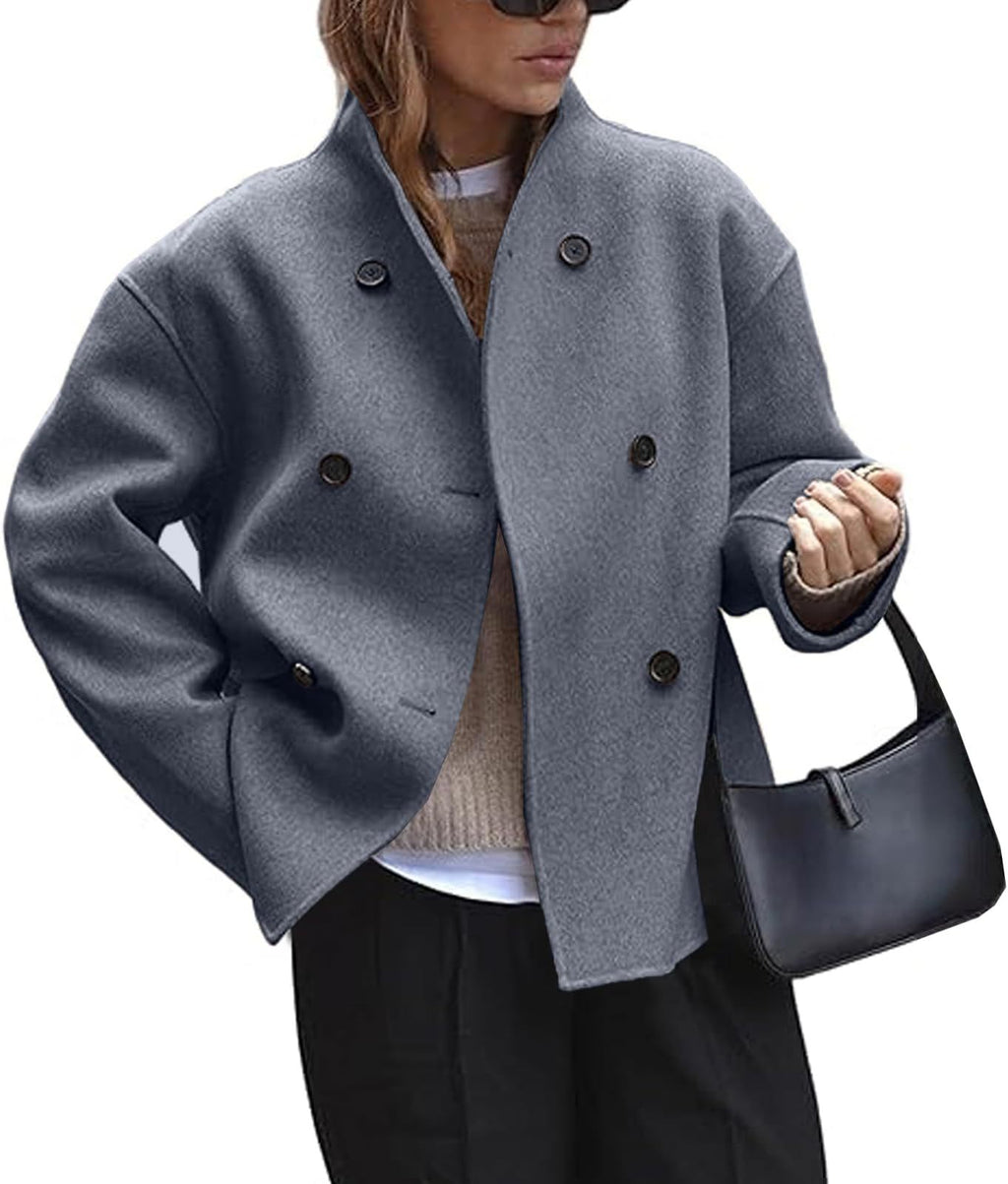 Wollmantel Damen mit Knöpfen und klassischem Schnitt - 3 - Jasminaboutique.com