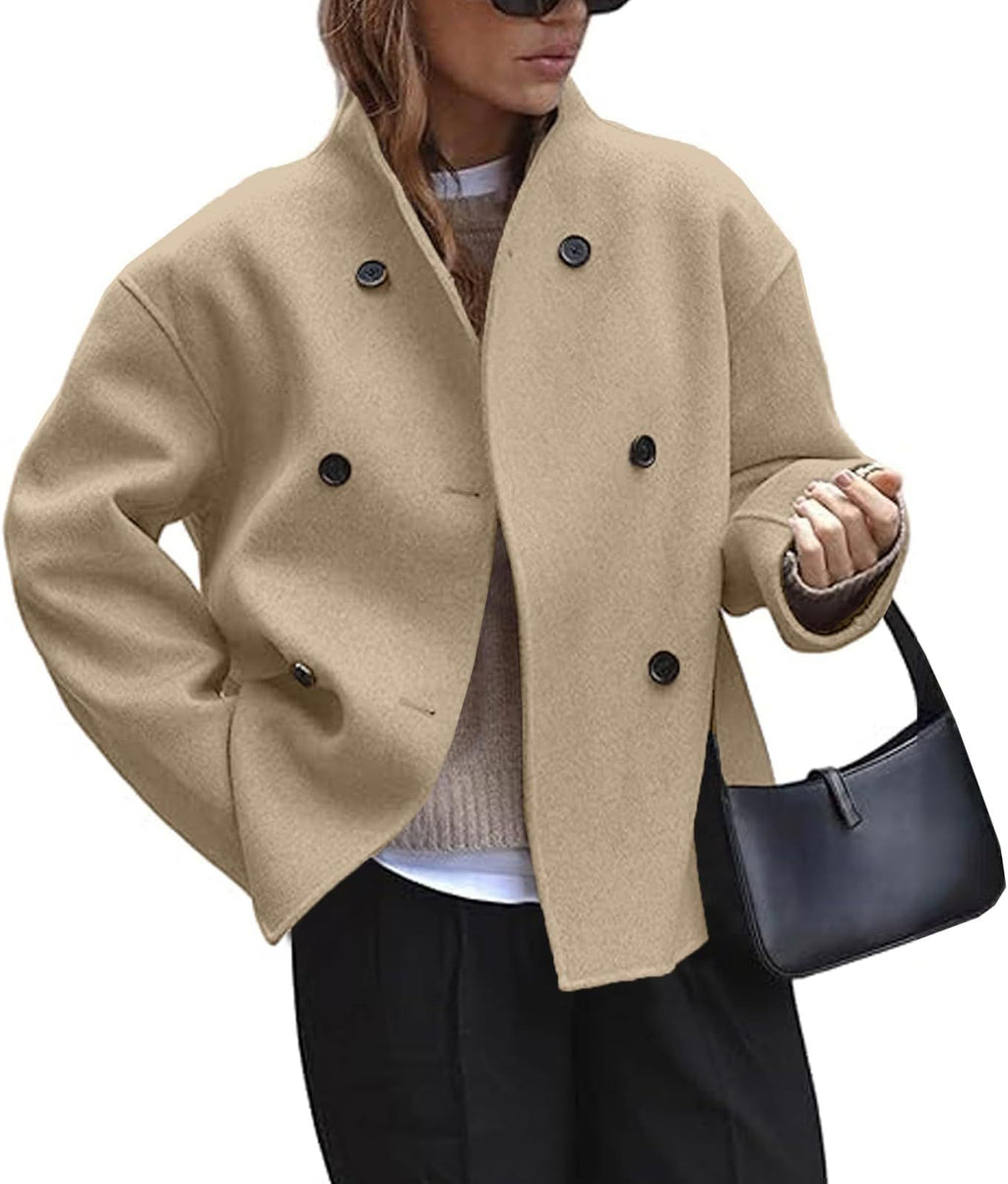 Wollmantel Damen mit Knöpfen und klassischem Schnitt - 4 - Jasminaboutique.com