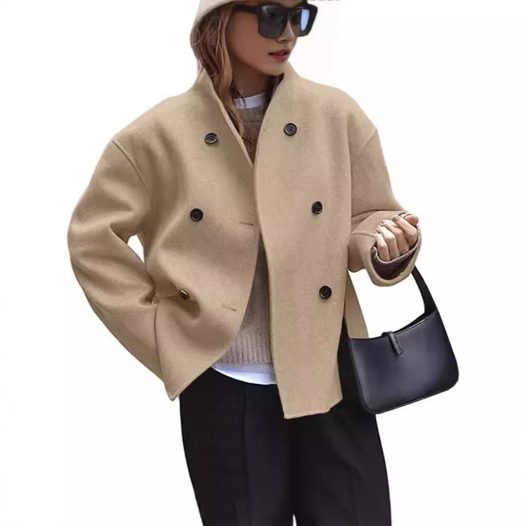 Wollmantel Damen mit Knöpfen und klassischem Schnitt - 8 - Jasminaboutique.com