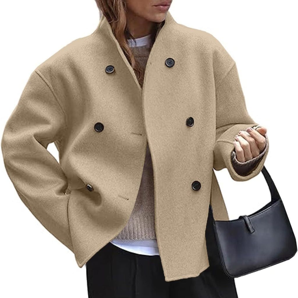 Wollmantel Damen mit Knöpfen und klassischem Schnitt - 9 - Jasminaboutique.com