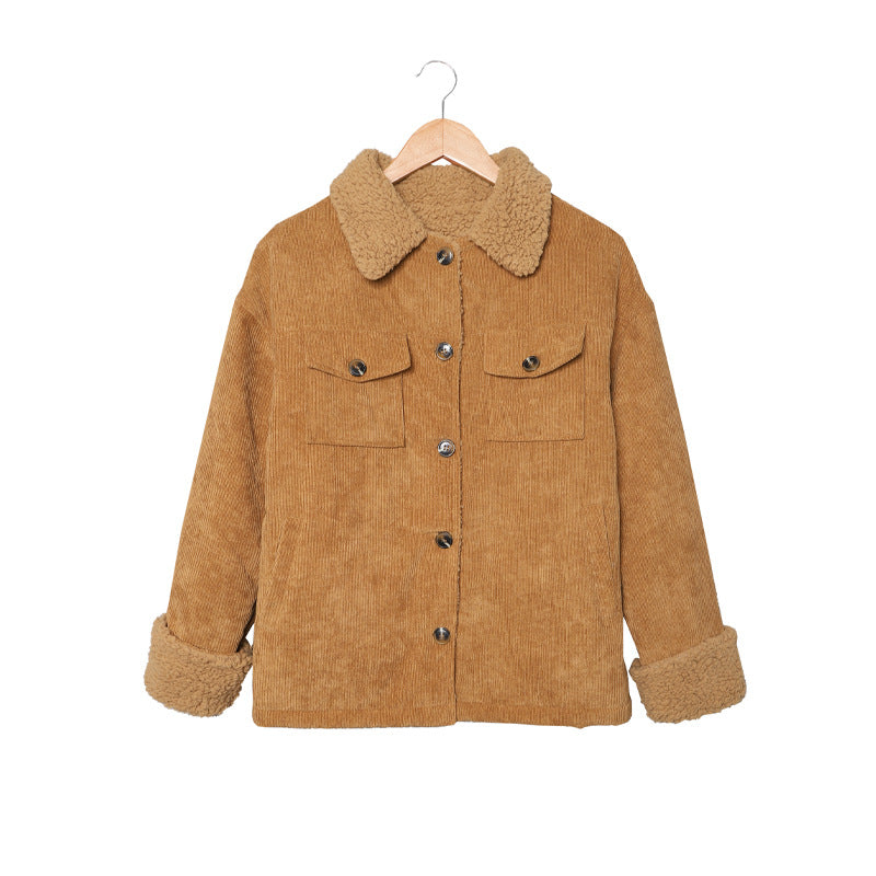 Wolljacke Damen mit Fleecekragen und Knopfleiste - 5 - Jasminaboutique.com