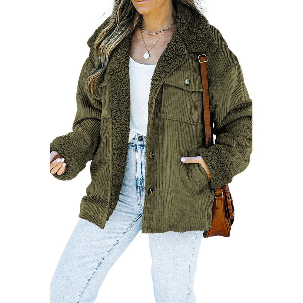 Wolljacke Damen mit Fleecekragen und Knopfleiste - 11 - Jasminaboutique.com