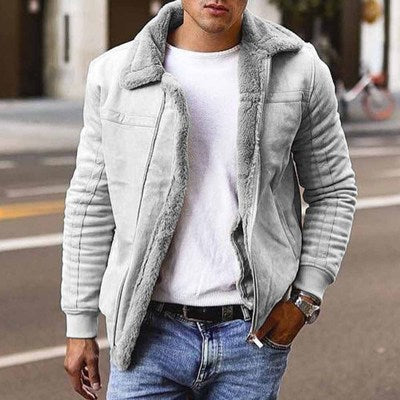 Herrenjacke mit Fellkragen und Reißverschluss - 3 - Jasminaboutique.com