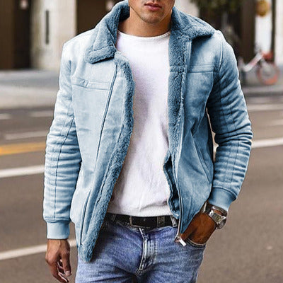 Herrenjacke mit Fellkragen und Reißverschluss - 4 - Jasminaboutique.com