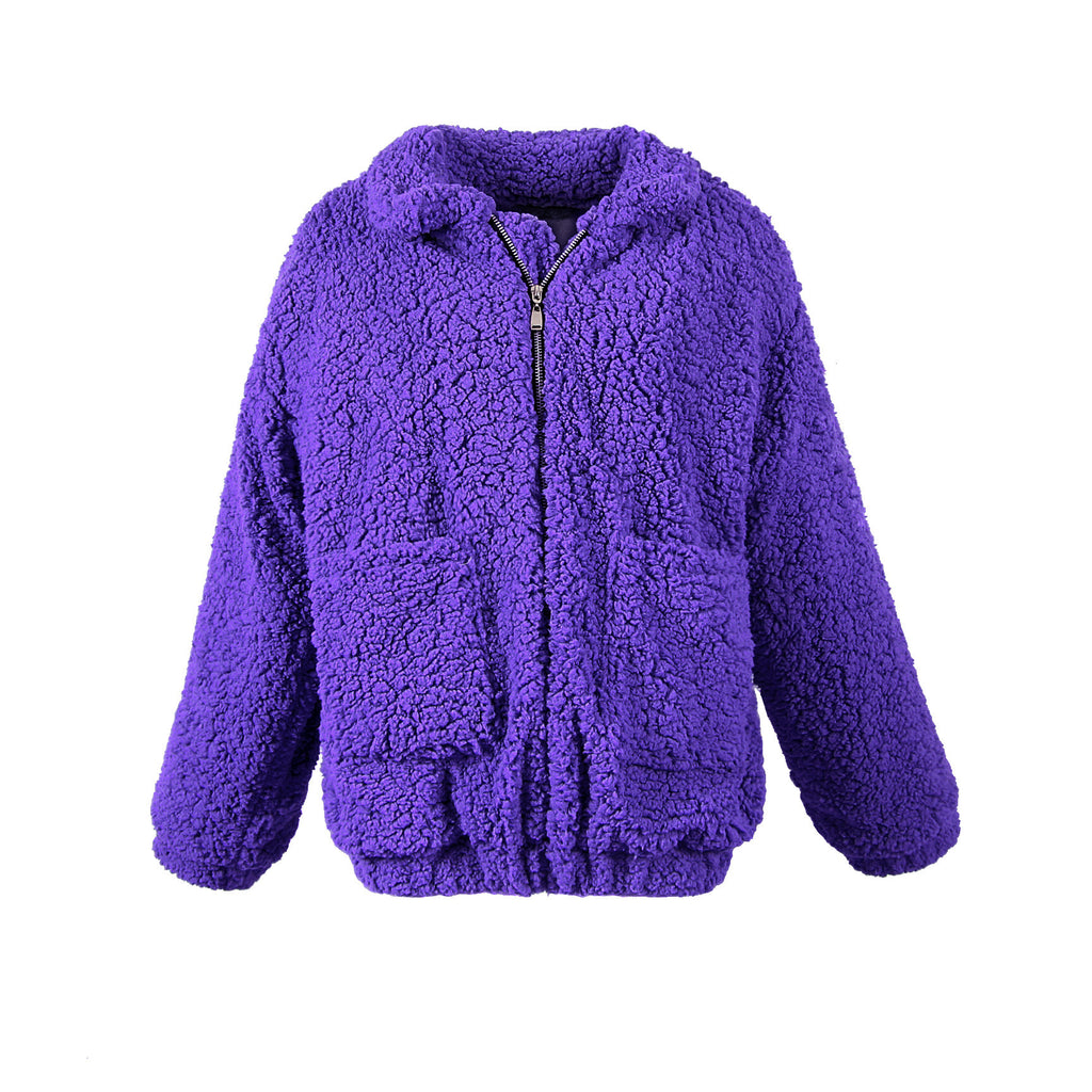 Flauschiger Mantel Damen mit Taschen und Stehkragen - 8 - Jasminaboutique.com