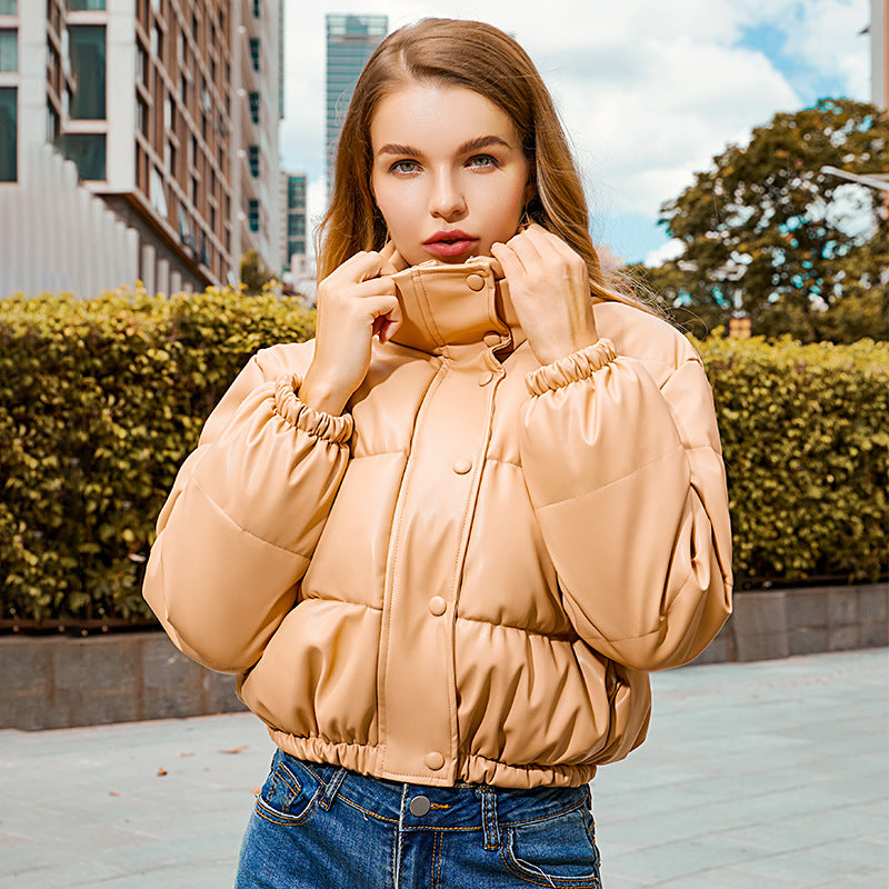 Damen Winterjacke mit Stehkragen und Puffärmeln - 2 - Jasminaboutique.com