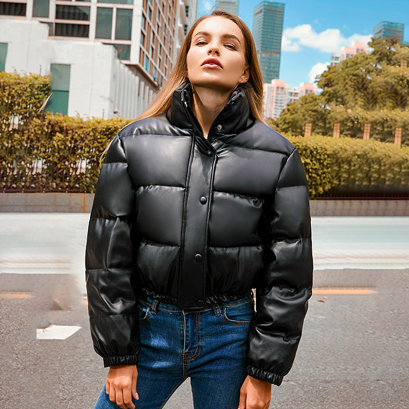 Damen Winterjacke mit Stehkragen und Puffärmeln - 3 - Jasminaboutique.com
